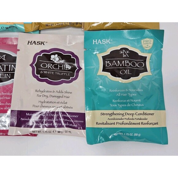 HASK 8 Pc NEW Assorted Hair Conditioner Samples Argan, Coconut, Bamboo, Keratin - Picture 2 of 6